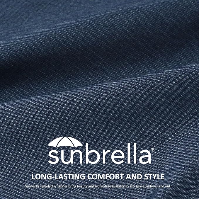 Unimatta Sunbrella Square Corner Seat Cushions, 19" x 19" x 3", Set of 4, Indoor Outdoor Water Repellent Universal Chair Pads with Ties for Patio Furniture, Garden Dining Chairs, Specrtum Indigo