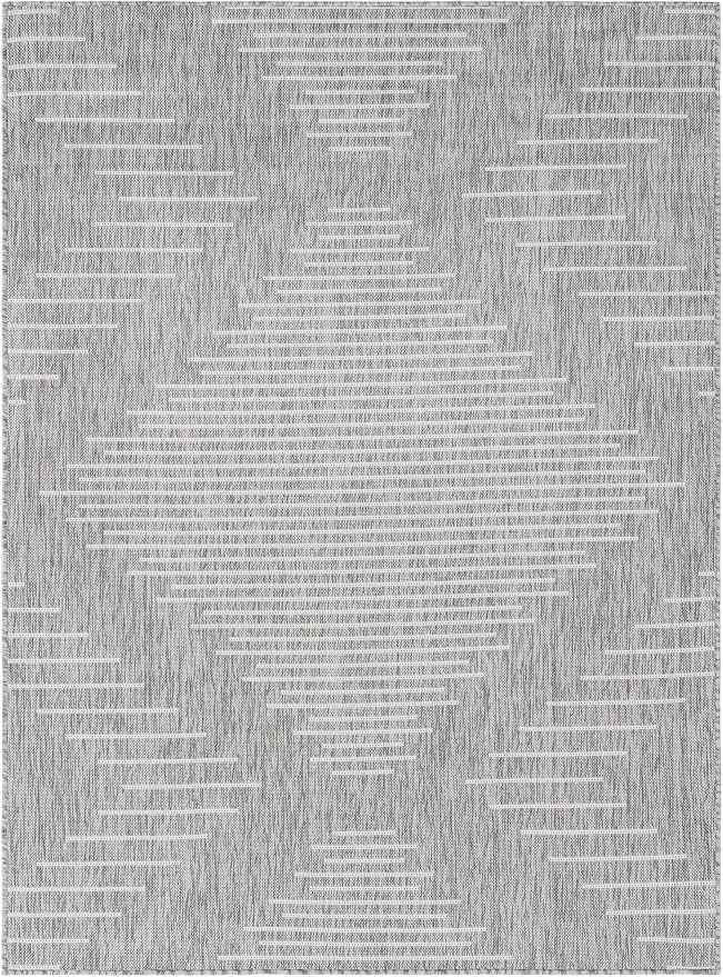 Unique Loom Outdoor Modern Collection Area Rug - Tambor (5' 3" x 7' 1" Rectangle Gray/Ivory)