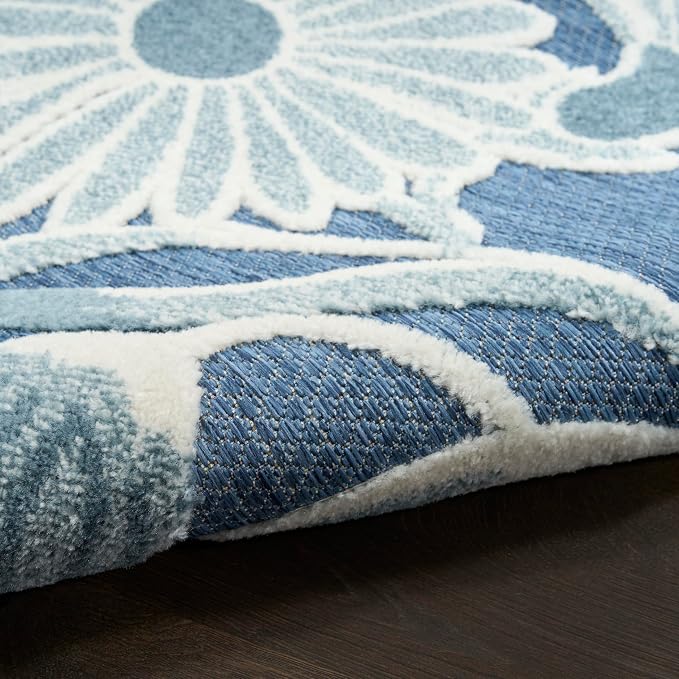 Nourison Home Aloha Blue 5'3" x 7'5" Area Rug - Easy Clean, Non Shedding, Bed Room, Living Room, Dining Room, Kitchen (5' x 8')