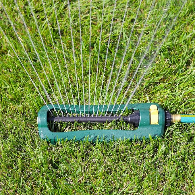 Melnor 65148AMZ Turbo Oscillating Sprinkler, Covers Up to 2,800 Sq. Ft., Adjustable Watering Range, InfinityDrive Turbo Motor, Quick Connect Bundle, Green, Yellow