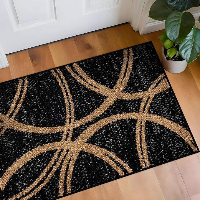 Rugshop Wavy Circles Modern Non-Shedding Living Room Area Rug Camel 2' x 3' | Rectangular, Size 2' x 3', Bedroom, Dining Room, Home Office, Kitchen, Entryway, Hallway, Nursery, Kids Room, Guest Room