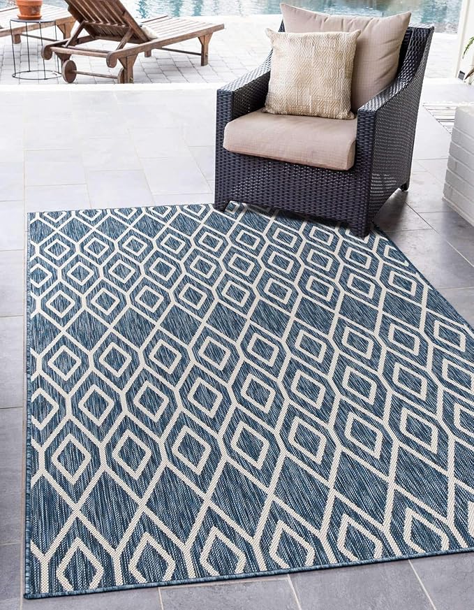 Jill Zarin Outdoor Collection Area Rug - Turks and Caicos (5' 3" x 8' Rectangle Blue/Ivory)