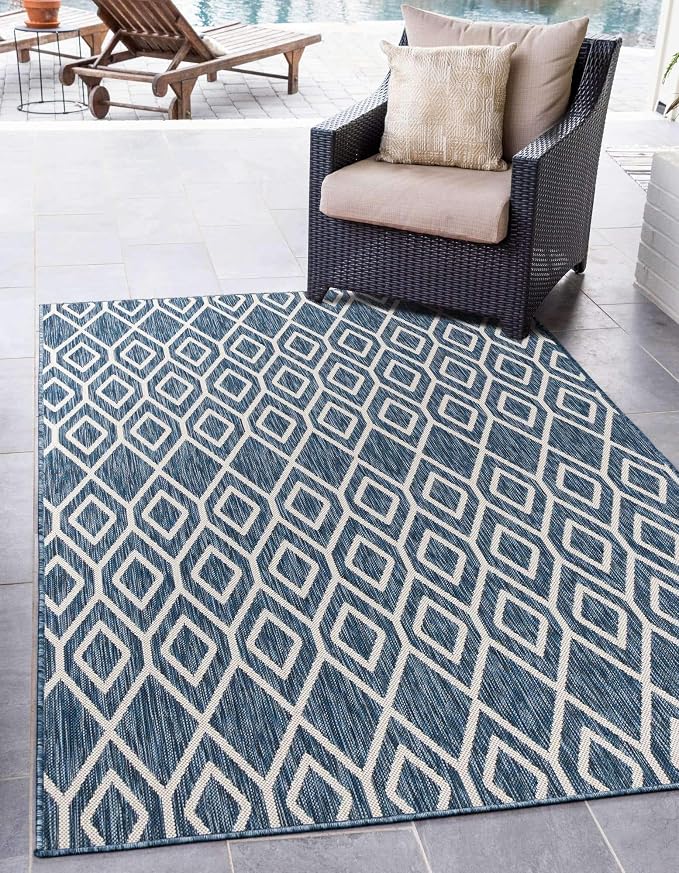 Jill Zarin Outdoor Collection Area Rug - Turks and Caicos (7' x 10' Rectangle Blue/Ivory)