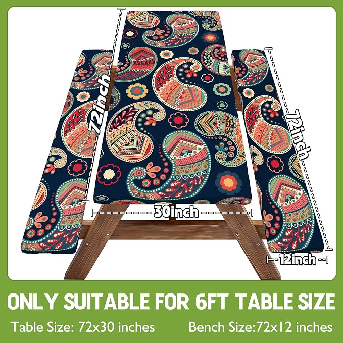 Picnic Table Cover with Bench Covers Table Cloth Tablecover Camping Essentials Camp Must Haves Camper Gear Outdoor Accessories River Water Motorhome Trailer Tent Rv Car Travel Activities Accessary Set