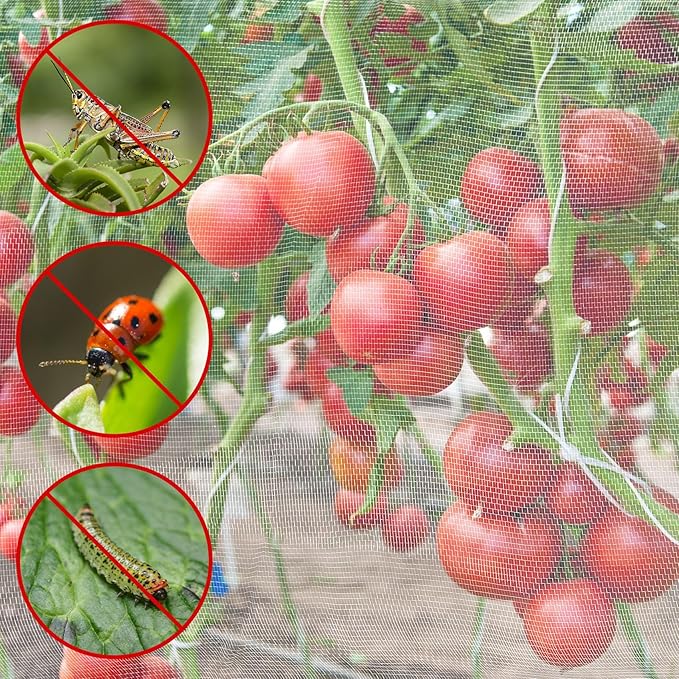 Unves 2 Pack 10 x 10 FT Garden Netting, Insect Bird Mosquito Netting for Garden Protection Vegetable Fruits, Ultra Mesh Raised Bed Plant Covers Protect Plants from Birds Bugs