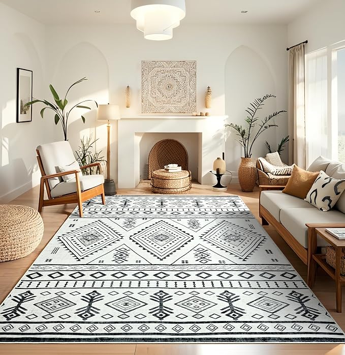BENRON Western Rugs for Living Room Bedroom 5x7, Non Slip Washable, Boho | Southwest aztec Area Rugs for Dining Table Kitchen Home Decor, Geometric