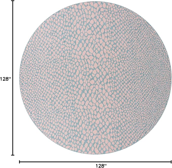 Unique Loom Jill Zarin Jill Zarin Outdoor Collection Area Rug - Cape Town (10' 8" Round, Pink and Aqua/Light Blue)