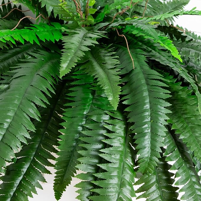 Nearly Natural 48in Boston Fern Artificial Plant, Large Hanging Fake Plant with 67 Long Realistic Fronds, Maintenance-Free Faux Fern for Office and Home Decor
