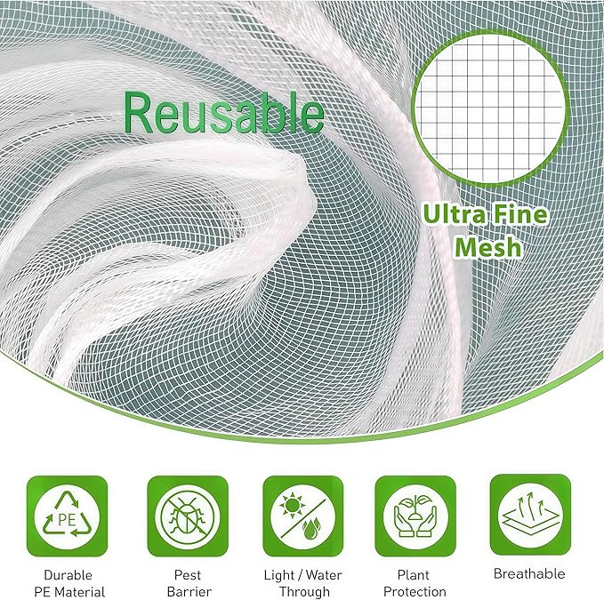 1 Pack 20×20Ft Extra Large Drawstring & Zipper Fruit Tree Netting Cover - Reusable Bird Netting for Blueberry Bushes, Anti-Cicada/Deer/Squirrel Large Plant Protection Net