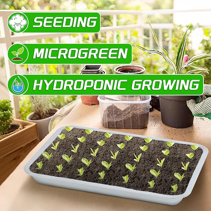 6 Pack Seed Starter Tray 13.78x 10.24x 1.38Inch Plant Germination Trays Stainless Steel Seed Sprouting Trays Microgreens Growing Trays