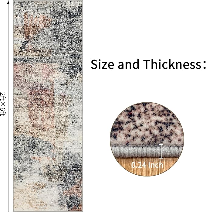 Black Runner Rugs for Hallway: Abstract Washable Runner Rug 2x6 for Entryway Kitchen Bedroom Bathroom - Modern Cozy Home Decor Long Carpet Mat Stain-Resistant