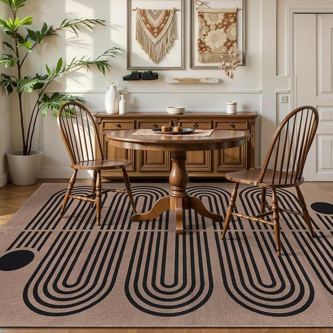 Tangsoo Easy Jute 4x6 Washable Area Rug for Outdoor Patio,Non-Slip Brow Rugs Thin Indoor Livingroom Carpet,Boho Farmhouse Throw Mat for Front Porch Bedroom Foyer