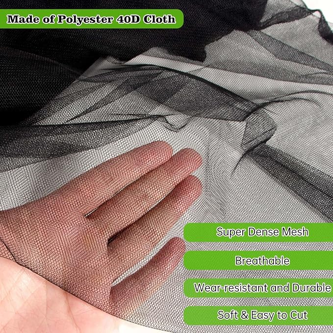 20 x 10 Ft Mosquito Netting for Garden Patio, Breathable Mesh Net for Bird and Insect Protection, Plant Cover for Vegetables, Fruits and Flowers, 3x6m Black