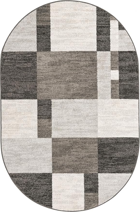 Unique Loom Autumn Collection Area Rug - Providence (5' 3" x 8' Oval, Gray/ Ivory)