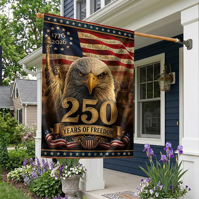 250 Years Of Freedom Flag, American Flag With Eagle, 250th Anniversary Usa Commemorative Flags, Garden Flags For Outside, Dual-view Display, 250th Anniversary Patriotic Design 3 (30x40 Inch)