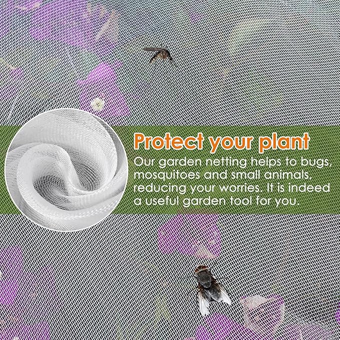 Mesh Plant Cover 3PCS,Garden Netting Mesh Outdoor,Netting for Tomato Plants,Garden Bug Netting Plant Cover,Bird Netting for Garden,Fruit Tree Netting (3.2 x 4.9 ft)