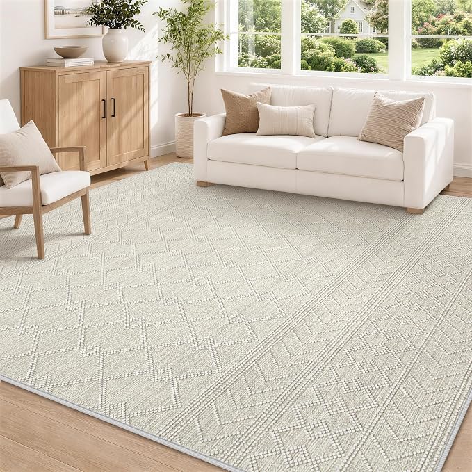 5x7 Area Rug For Living Room, Washable Gray Rugs Non Slip Low Pile | Neutral Large Soft Rug，Modern Geometric Carpet For Bedroom Dining Room Home Office Decor rug
