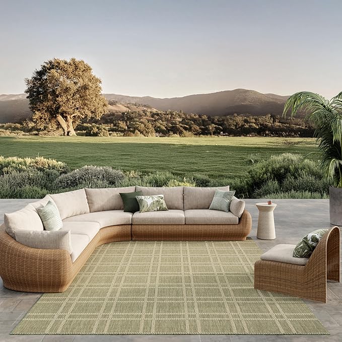 Nourison Home Horizon Indoor/Outdoor Green 10' x 14' Area Rug - Easy Clean, Non Shedding, Bed Room, Living Room, Dining Room, Kitchen (10' x 14')