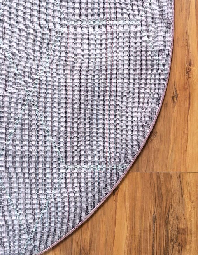 Unique Loom Trellis Frieze Collection Area Rug - Geometric (3' x 5' Oval, Light Pink/ Ivory)