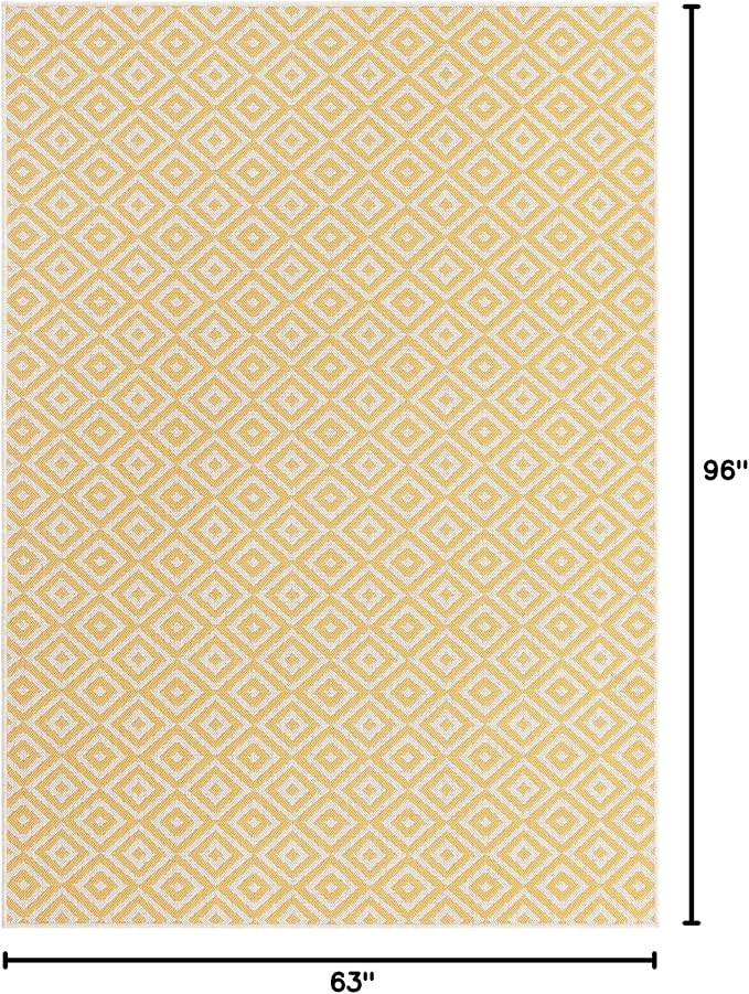Unique Loom Jill Zarin Outdoor Collection Area Rug - Costa Rica (5' 3" x 8' Rectangle, Yellow Ivory/ Ivory)