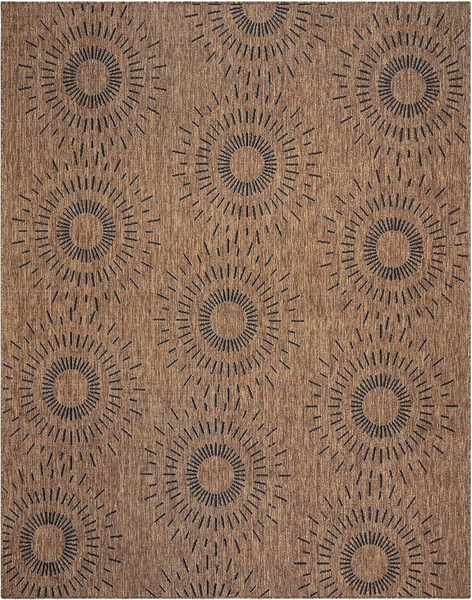 Gertmenian Indoor Outdoor Modern Area Rug - 6x9 Medium, Stain Resistant, Ideal for High Traffic in Living Room, Bedroom, Patio - Geometric, Brown, 32458