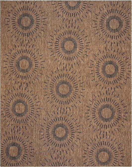 Gertmenian Indoor Outdoor Modern Area Rug - 6x9 Medium, Stain Resistant, Ideal for High Traffic in Living Room, Bedroom, Patio - Geometric, Brown, 32458