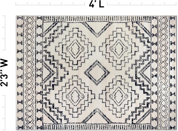 Rugshop Southwestern Geometric Tribal Boho Area Rug Soft Cream 2' 3" x 4' | Rectangular, Size 2' 3" x 4', Living Room, Bedroom, Dining Room, Home Office, Kitchen, Entryway, Hallway, Nursery, Kids Room