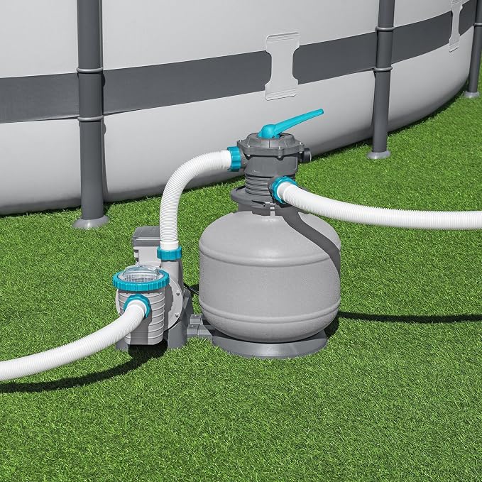 Bestway 3,000 GPH Above Ground Swimming Pool Sand Filter Pump | Compatible with Pools: 300 to 17,600 Gallons, Corrosion-Resistant Tank, Pre-Assembled, Low-Maintenance Pump with Adapters