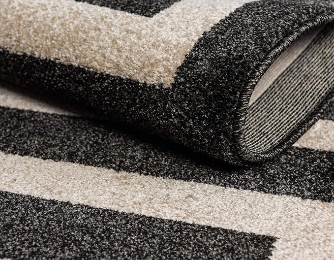 Unique Loom Athens Collection Classic Geometric Modern Border Design Area Rug (9' 0 x 12' 0 Rectangular, Black/ Beige)