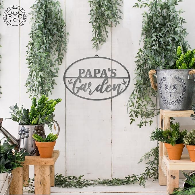 Garden Oval for Him (Papa's) -Garden Signs Decorative Outdoor -Yard gifts for men -Outdoor Signs -Gifts for gardeners men -fathers day yard plaque -Gardening Signs
