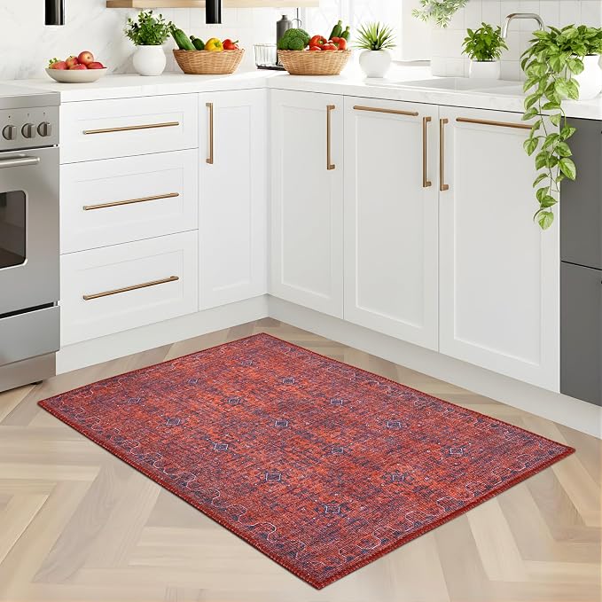 Sacred Artisans Tribal 2x3 Rug for Entryway, Kitchen, Bathroom and Indoor Entrance | Washable, Non Slip, Pet Friendly and Low Pile (Mystic, 2' x 3')