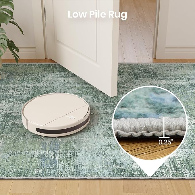 Valenrug 9x12 Area Rug, Abstract Washable Rugs for Living Room Sage Green | Soft Thin & Lighweight, Folable, Stain Resistant Low Pile Non Slip Modern Distressed Carpet Rugs for Bedroom, Dining Room
