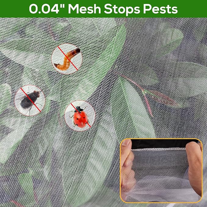 5.9 x 5.9 ft Fruit Tree Netting Cover with Zipper and Drawstring,Gardens Insect Netting Plant Cover Transparent Birds Plant Barrier Flowers Fruit Mesh Screen for Preventing Deer Squirrel Bug