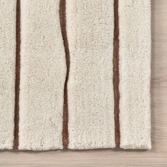 Nuloom Nazco Cream Geometric Hand Tufted Area Rug, 9' x 12' | Nuloom Nazco Geometric 9' x 12' Wool Area Rug for Living Room Bedroom Dining Room, Cream