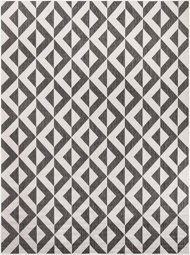 Jill Zarin Jill Zarin Outdoor Collection Area Rug - Napa (10' x 13' 1" Rectangle Charcoal Gray/Ivory)