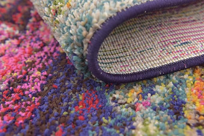 Unique Loom Chromatic Collection Modern Colorful & Vibrant Abstract Area Rug For Any Home Décor (2' 2 x 6' 7 Runner, Multi/ Light Blue)