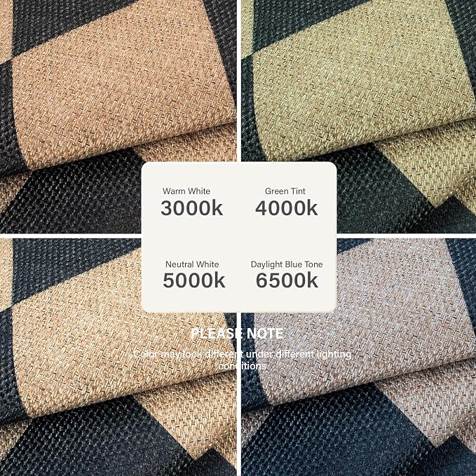 Lahome Colette Checkered Round Rugs 6ft, Washable Easy Jute Circle Patio Rug Indoor Outdoor Rugs for Living Room, Farmhouse Natural Round Area Rug Contemporary Carpet for Entryway Backyard