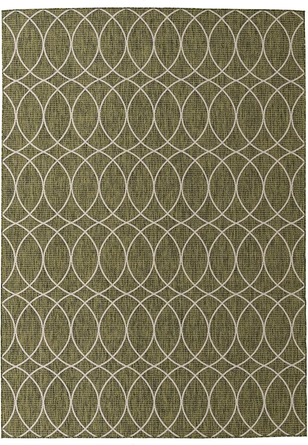 Unique Loom Outdoor Trellis Collection Area Rug - Gitter (7' 10" x 11' Rectangle, Green/ Ivory)