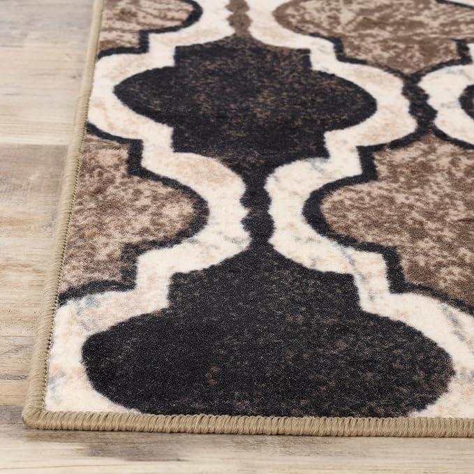 SUPERIOR Indoor Runner Rugs, Modern Area Rug, 2'7"x6', Ivory | Geometric Design Floor Décor, Easy Care High Traffic Areas Living Dining Room, Bedroom, Office, Entryway, Viking Collection