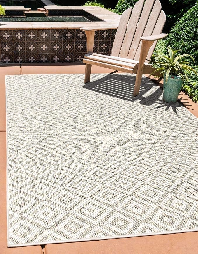 Unique Loom Outdoor Collection Area Rug - Costa Rica (3' 3" x 5' 3" Rectangle, Light Gray/ Ivory)
