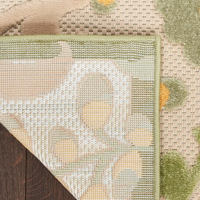 Nourison Home Aloha Ivory Green 10' x 14' Area Rug - Easy Clean, Non Shedding, Bed Room, Living Room, Dining Room, Kitchen (10' x 14')