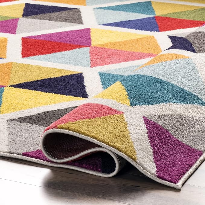 nuLOOM Maris Multicolor Geometric Power Loomed Area Rug, 8' x 10' | Nuloom Maris Geometric 8' x 10' Area Rug for Living Room Bedroom Dining Room, Multicolor
