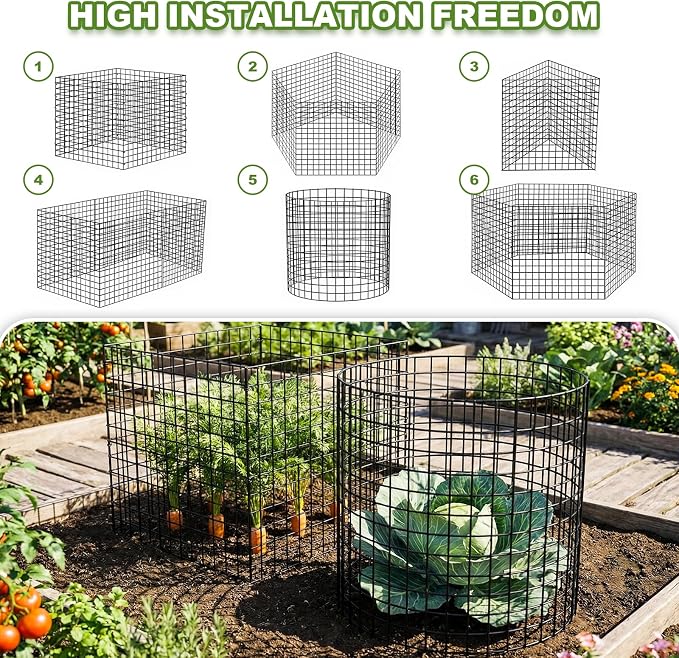 Plant Protector from Animals, 10 Set Plant Cages for Outdoor Plants 12'' x 12'' Metal Wire Protectors for Plants, Protection Cages with Stakes & Zip Ties, to Keep Rabbits Chicken Duck Out for Garden