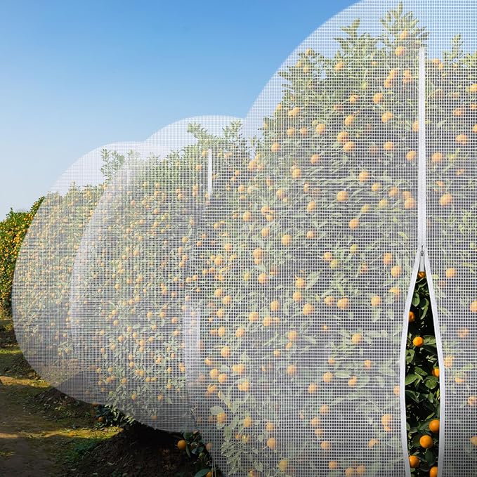 2 Pcs 15 x 15 ft Large Fruit Tree Netting for Protecting Fruit from Squirrels Birds Bug Deer & Rat Garden Mesh Netting with Zipper and Drawstring for Blueberry Peach Apple Garden Bushes