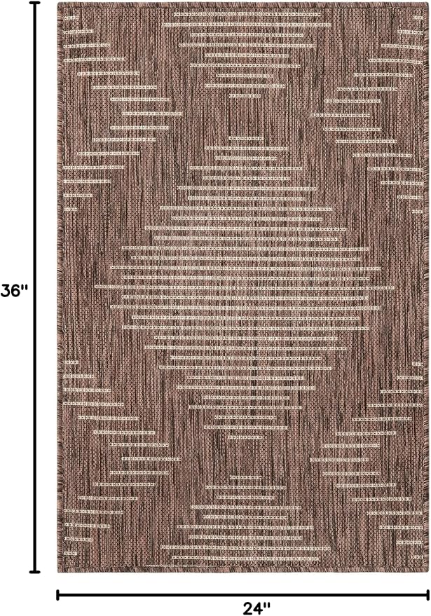 Unique Loom Outdoor Modern Collection Area Rug - Tambor (2' x 3' Rectangle Brown/Ivory)