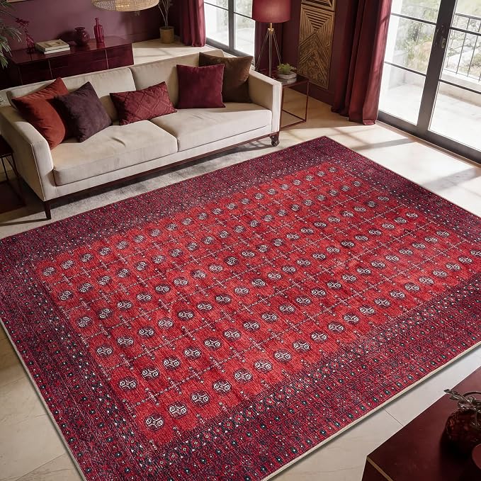 Keen Home Design 10x14 Rug - Machine Washable Area Rug with Non-Slip Backing, Ideal for Living Room, Dining Room, Bedroom - Vintage, Easy Clean, Durable, Low Pile Rug - (9'7" x 14')