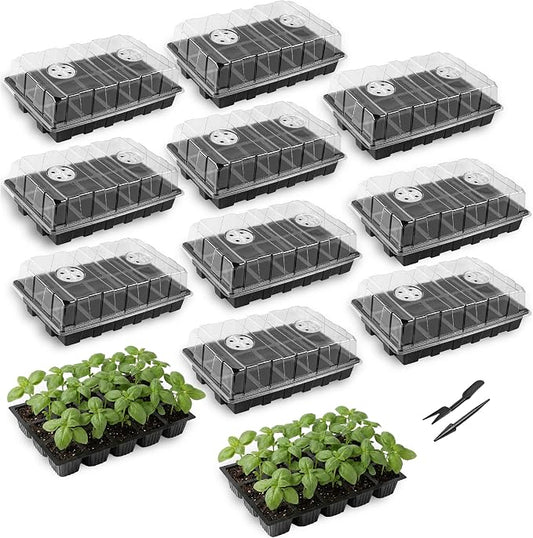 Mr. Pen- Seed Starter Tray Kits, 10 Set, Total 150 Cells | Durable Plant Germination Trays with Humidity Vented Domes and Bases, Ideal for Seed Starting