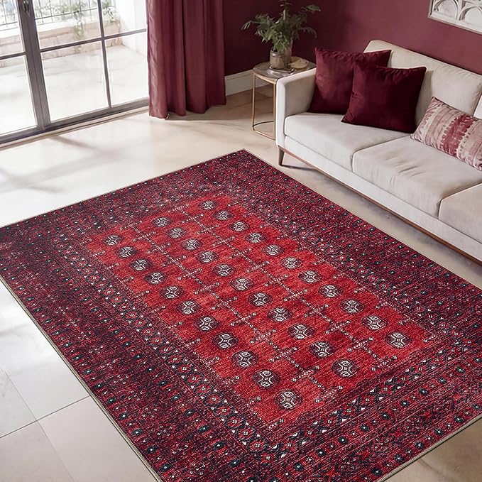 Keen Home Design Vintage Washable Entryway Rug, Non-Slip Low Pile, 3x5 | Machine Washable Cotton Chenille, 0.25In Low Pile, Rubber Non-Slip Back; Entryway, Kitchen, Bathroom, Bedroom