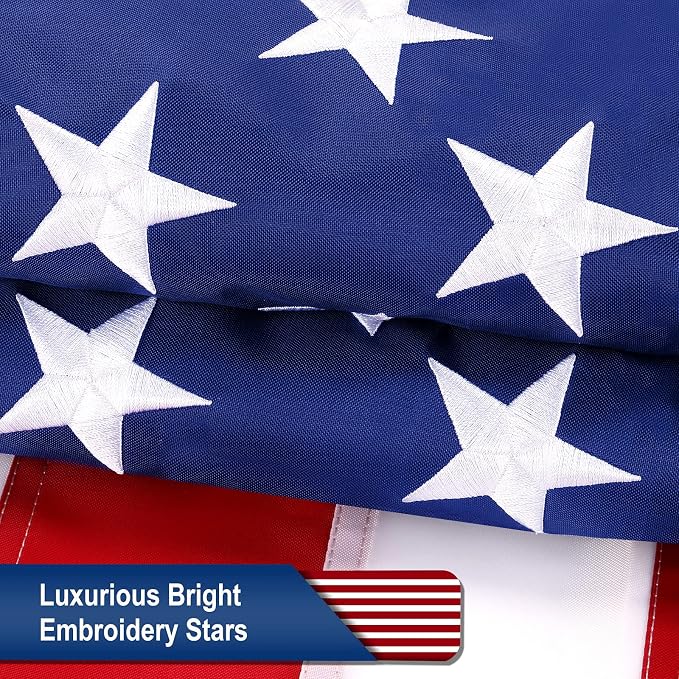 American Flag 3x5 Outdoor - Heavy Duty US Flag 3x5 ft, American Flags for Outside 3x5, USA Flag with Embroidered Stars and Sewn Stripes, 2 Brass Grommets