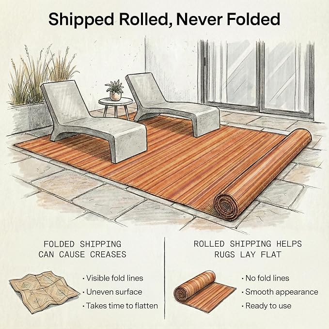 Fab Habitat Stripe Coastal Colorful Outdoor Rug - Waterproof, Crease-Free Fade Resistant, Reversible - Recycled Plastic - Patio Porch Balcony Deck Yard Garden - Cancun Terracotta - 5x8 ft